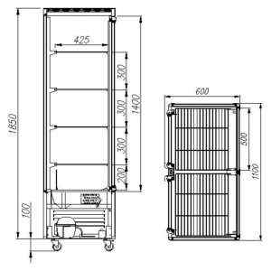 Витрина кондитерская Carboma D4 VM 800-1 (R800C Carboma) (0109-0102 (коричн-золот)) 2 дверцы, стеклянные полки - Изображение 2