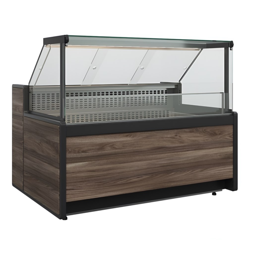 Витрина морозильная Carboma GC111 SL 1,25‑1 (1008 Темный дуб) (без боковин)