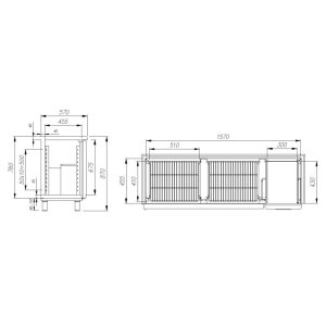 Стол холодильный барный Carboma Т57 М2-1-G 9006-2 корпус серый, с бортом (BAR-250С) - Изображение 2