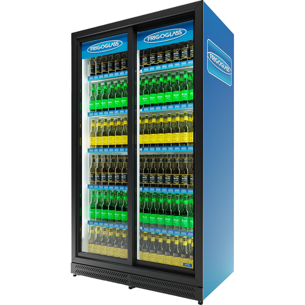 Шкаф холодильный Frigoglass Super 16 FFSD (сер.корпус,бел.кабинет,сер.рамка дв.,2Led,5полок,5ЦД+кноп.откл.света)