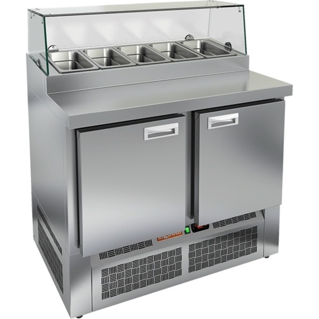Стол холодильный для пиццы HiCold PZE1-11/GN стекло