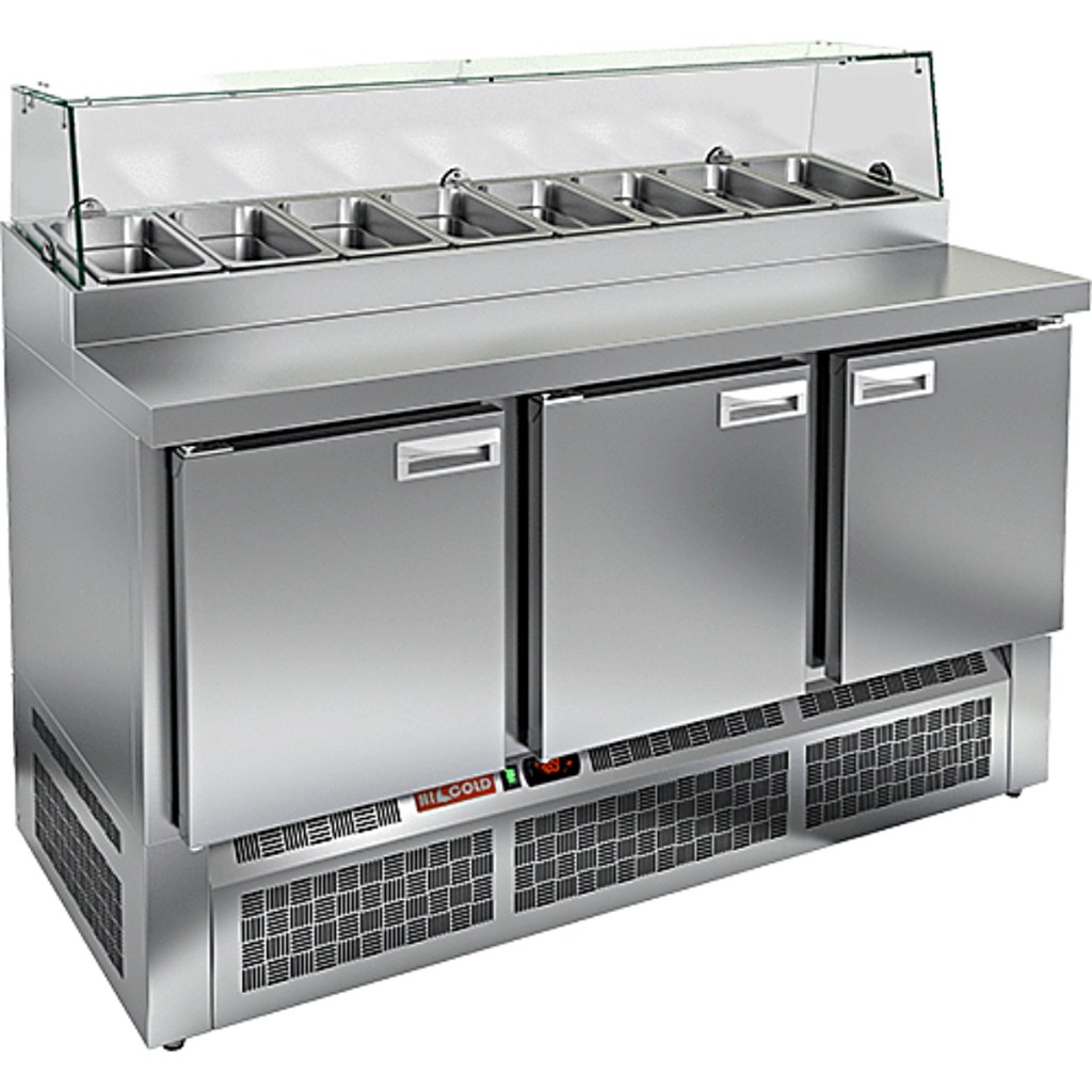 Стол холодильный для пиццы HiCold PZE1-111GN (1/3) стекло
