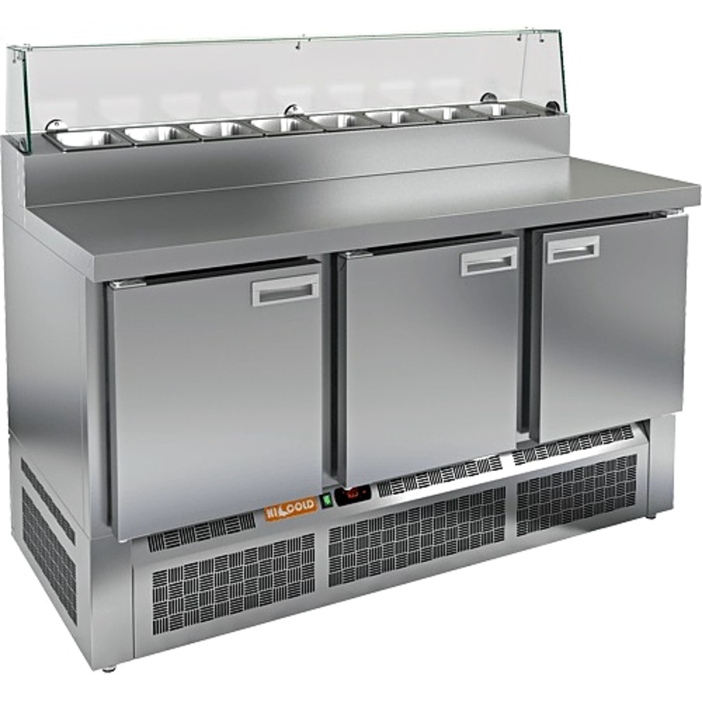 Стол холодильный для пиццы HiCold PZE2-111/GN стекло