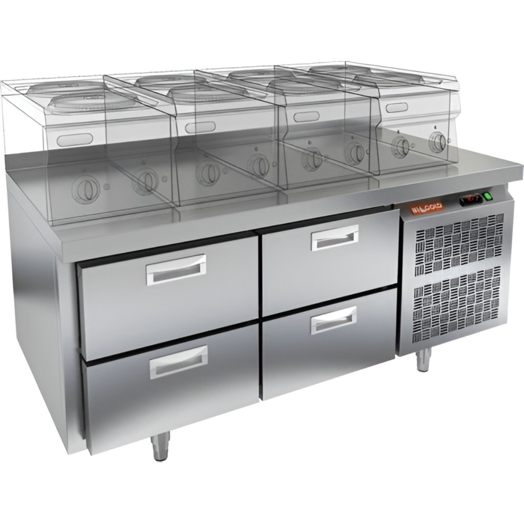 Стол охлаждаемый HiCold GN 22/TN LT под тепловое оборудование, без столещницы