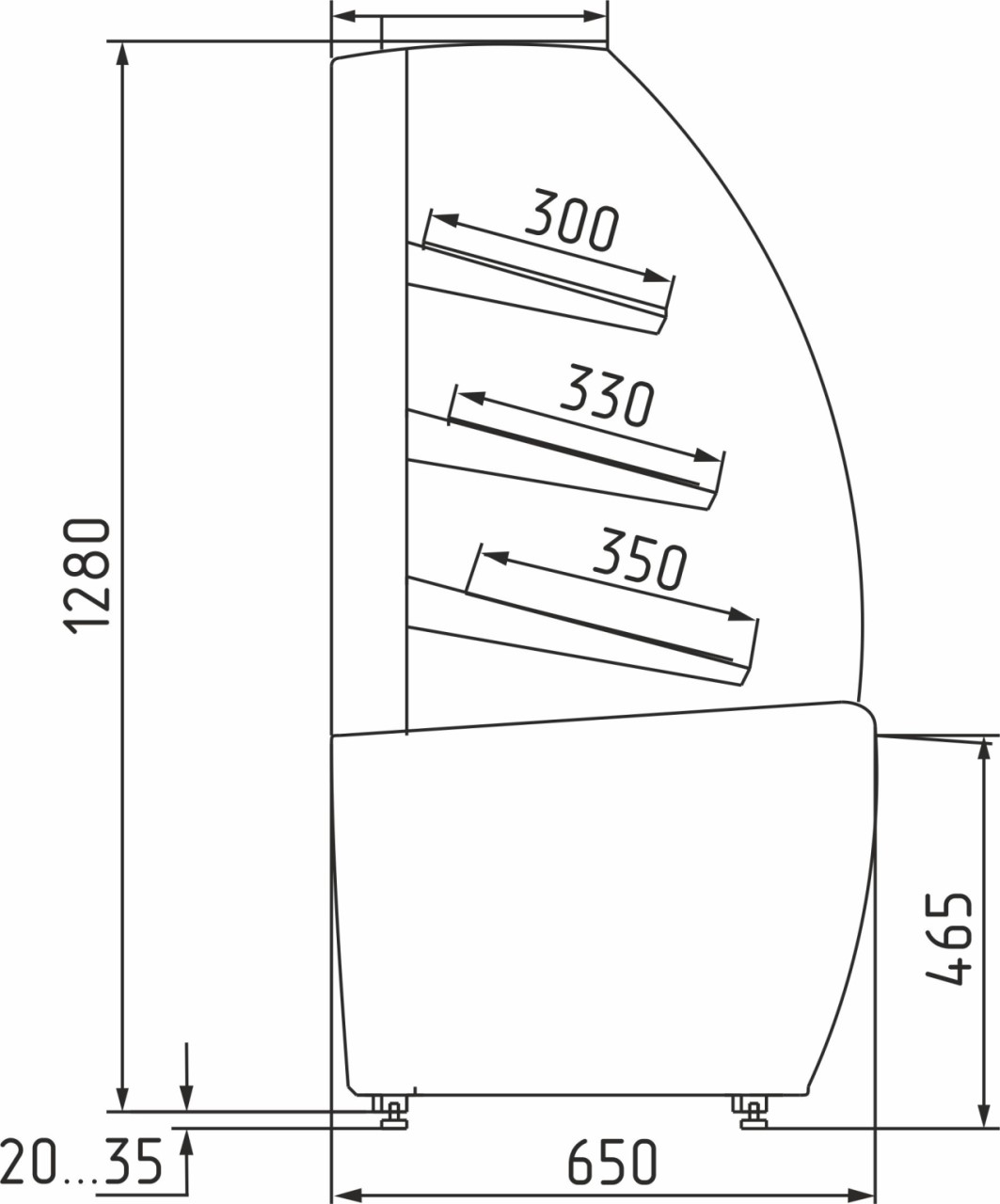 Витрина кондитерская Carboma K70 N 1,3 (K70 N 1,3-2 LIGHT FLANDRIA) хлебная, без стекла - Изображение 2