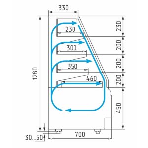 Витрина кондитерская Carboma KC70 VM 1,3-2 Standart Паттерн открытая (0108 Темный дуб) - Изображение 2